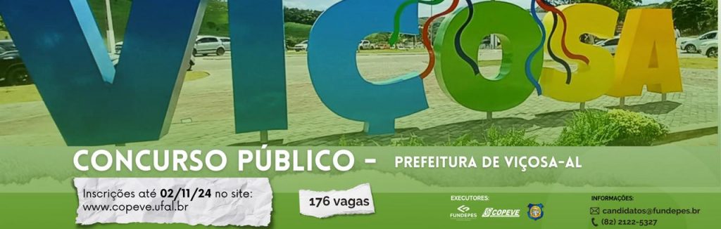 Prefeitura de Viçosa (AL) lança concurso público com salário de até R$ 3,7 mil